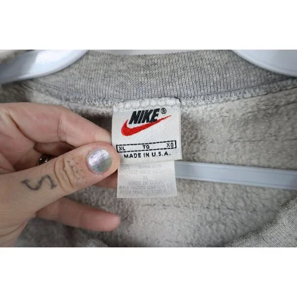 Vtg 90s Nike Air Mens XL Travis Scott Big Swoosh Crewneck Sweatshirt Gray USA